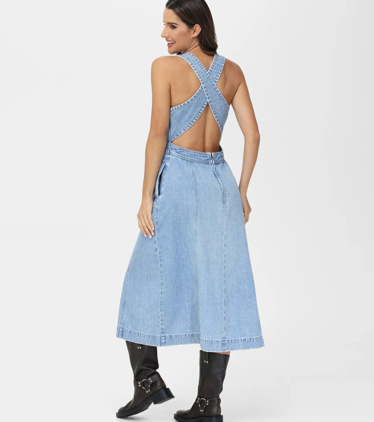 Frye Dresses^Criss-cross Maxi Denim Dress Paradise Wash