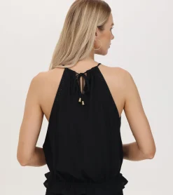 Frye Tops^Crochet Halter Neck Top Black Beauty