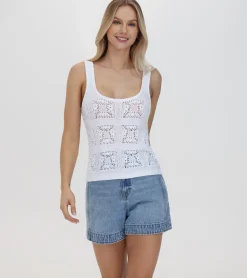 Frye Tops^Crochet Tank Bright White
