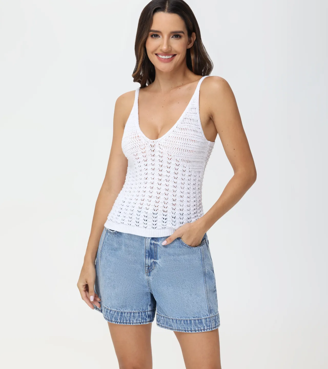 Frye Tops^Crochet V-Neck Tank