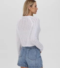 Frye Tops^Cropped Crochet V-Neck Cardigan