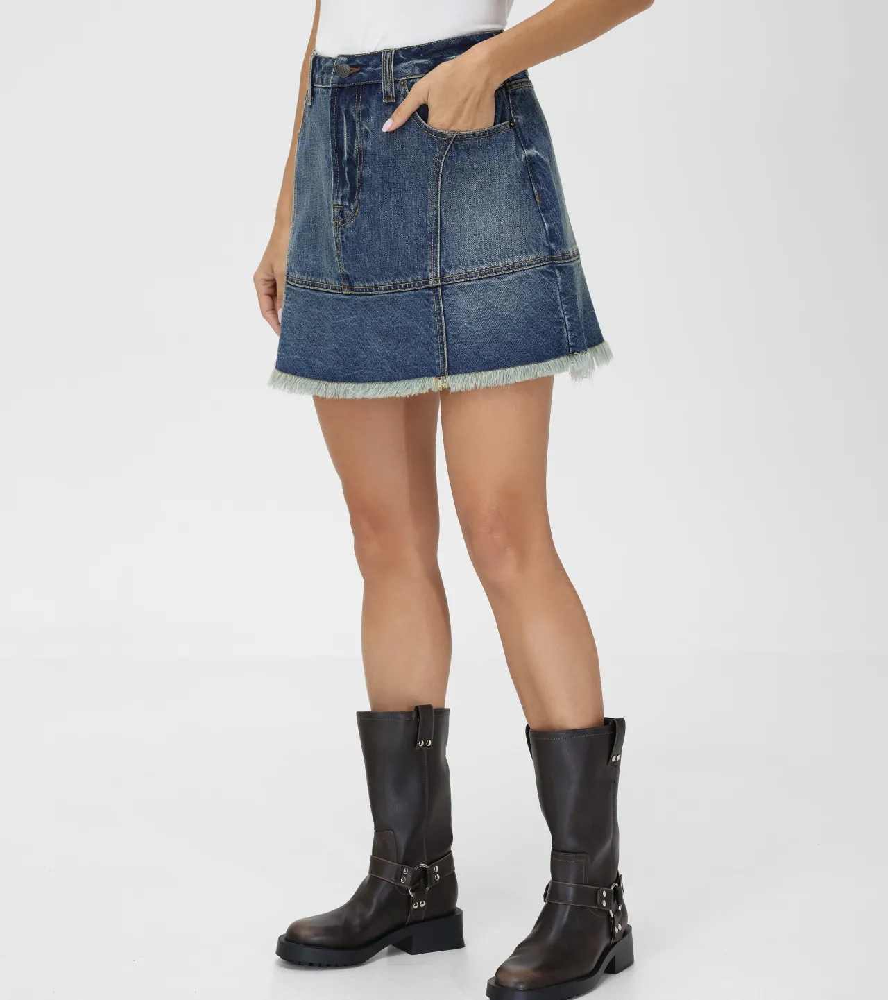 Frye Bottoms^Denim Mini Skirt Mustang Wash
