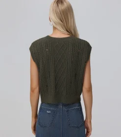 Frye Tops^Distressed Cable Sweater Vest