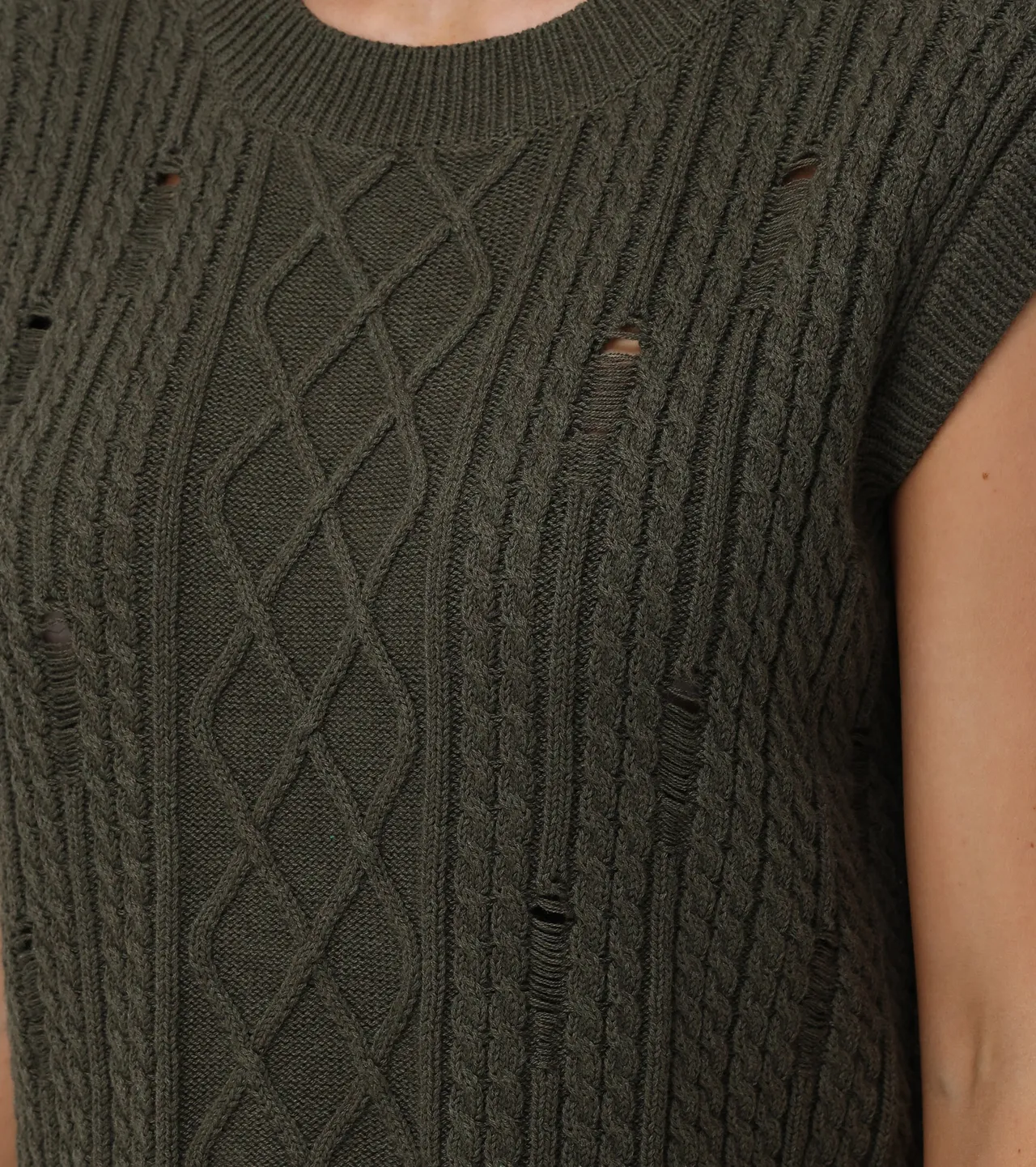 Frye Tops^Distressed Cable Sweater Vest