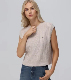 Frye Tops^Distressed Cable Sweater Vest