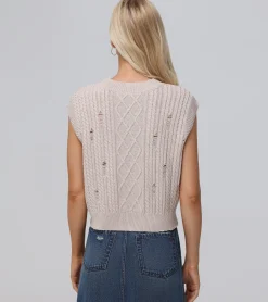 Frye Tops^Distressed Cable Sweater Vest