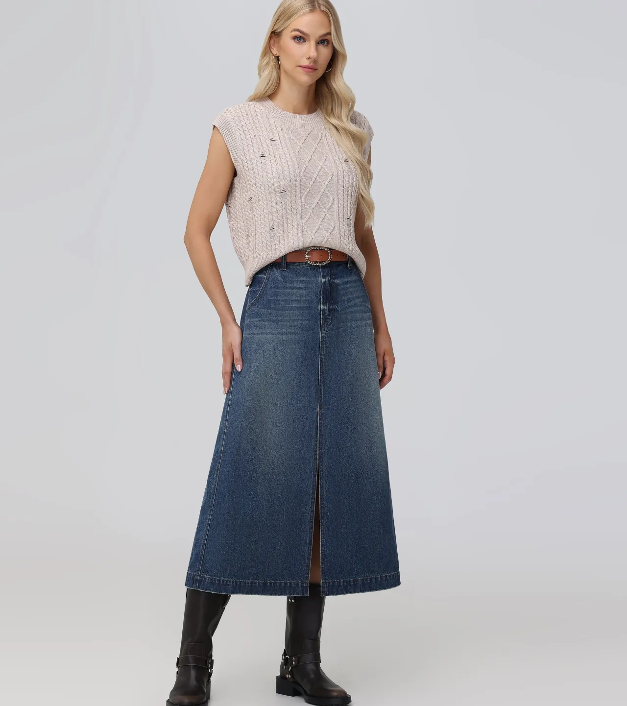 Frye Tops^Distressed Cable Sweater Vest