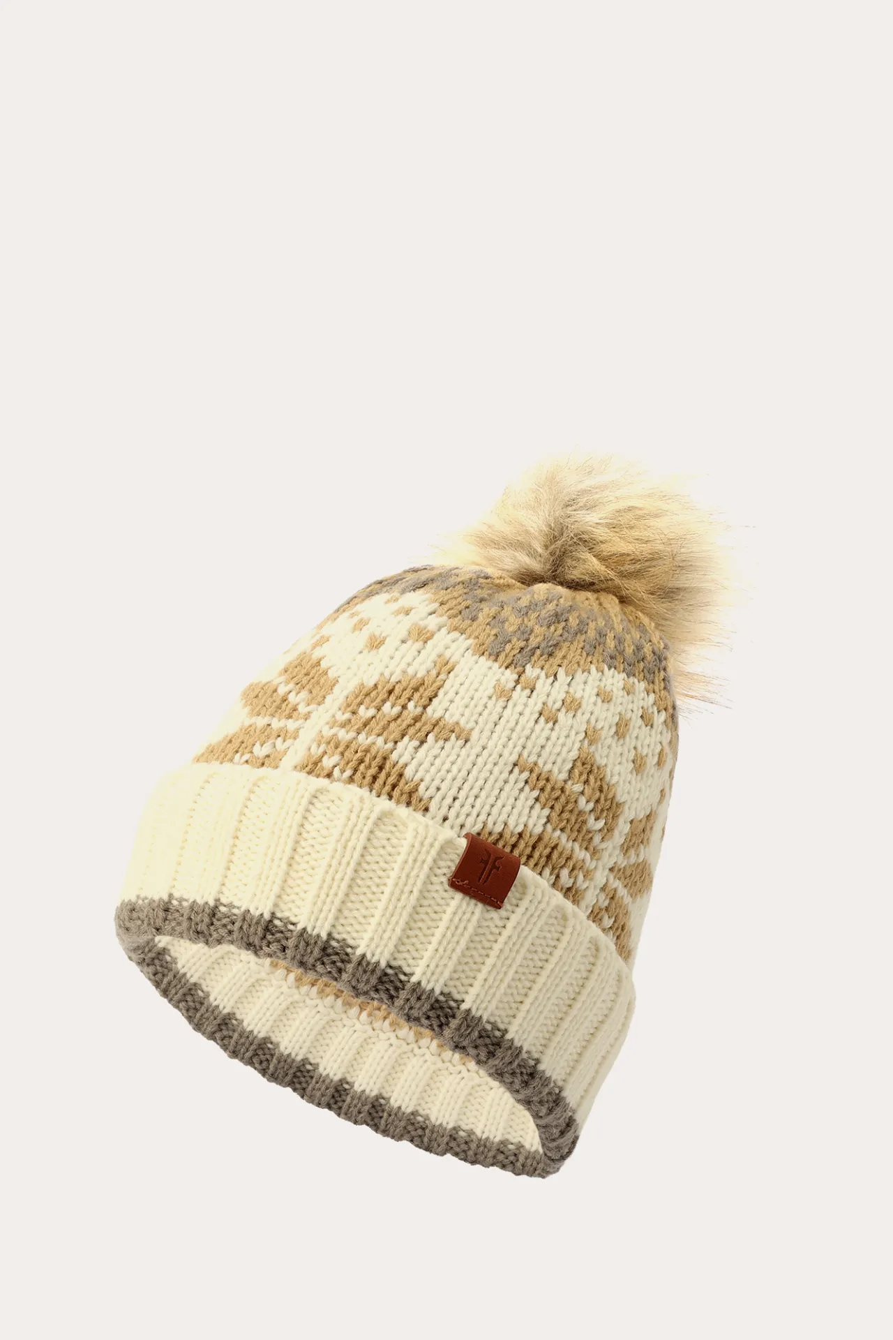 Frye Cold Weather^Fair Isle Beanie With Cuff & Faux Fur Pom