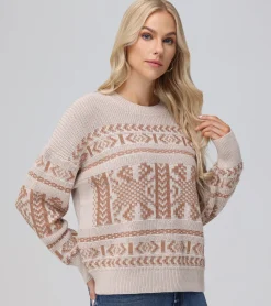 Frye Tops^Fairisle Crewneck Pullover Oatmeal Heather