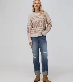 Frye Tops^Fairisle Crewneck Pullover Oatmeal Heather