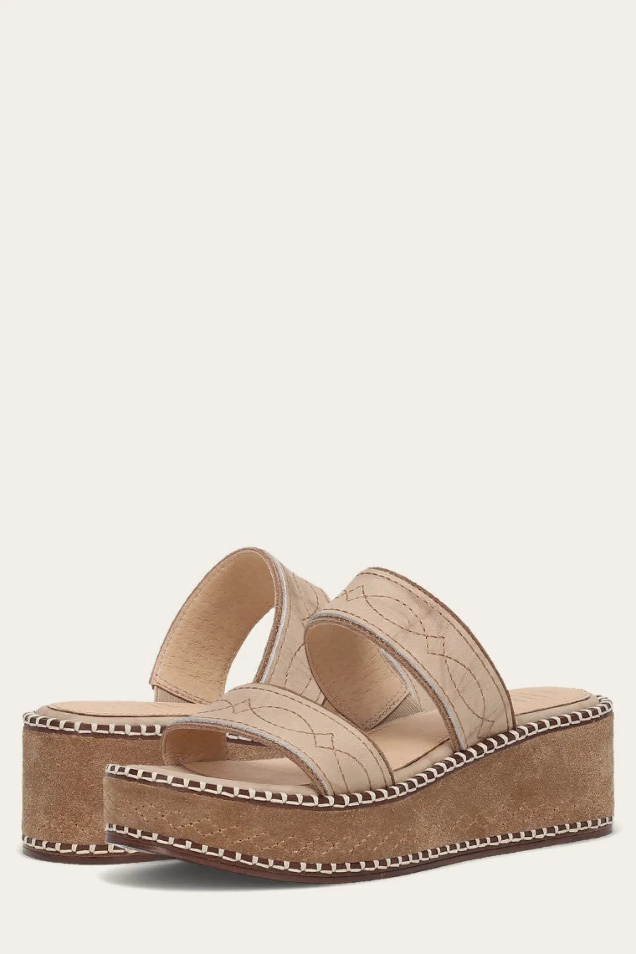 Frye Sandals^Joy Woodstock 2 Band Platform Slide