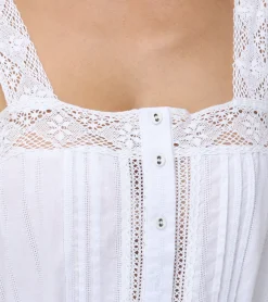 Frye Tops^Lace Trim Square Neck Tank Bright White