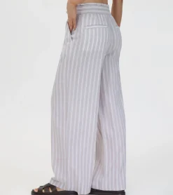 Frye Bottoms^Linen Striped Wide Leg Pant Natural Sand Stripe
