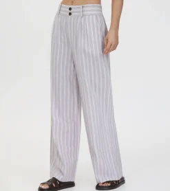 Frye Bottoms^Linen Striped Wide Leg Pant Natural Sand Stripe