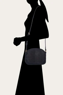 Frye Handbags^Melissa Sueded Croco Camera Black