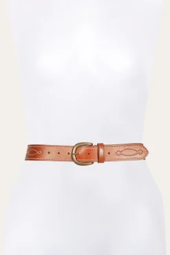 Frye Belts^40MM Belt 2-Tone Stitch Tan