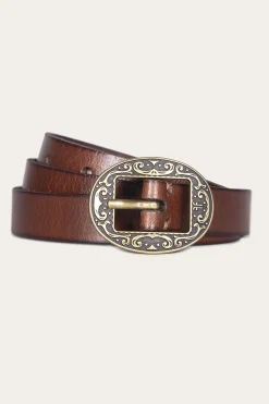 Frye Belts^21mm Logo Western Center Bar Belt