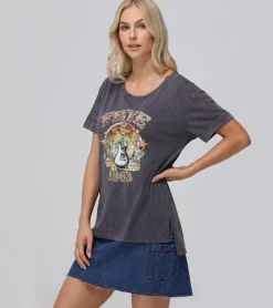 Frye Tops^Rolled Cuff Graphic Tee