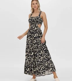 Frye Dresses^Smocked Cut Out Maxi Dress Black Beauty Combo