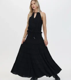 Frye Bottoms^Smocked Tiered Maxi Skirt Black Beauty