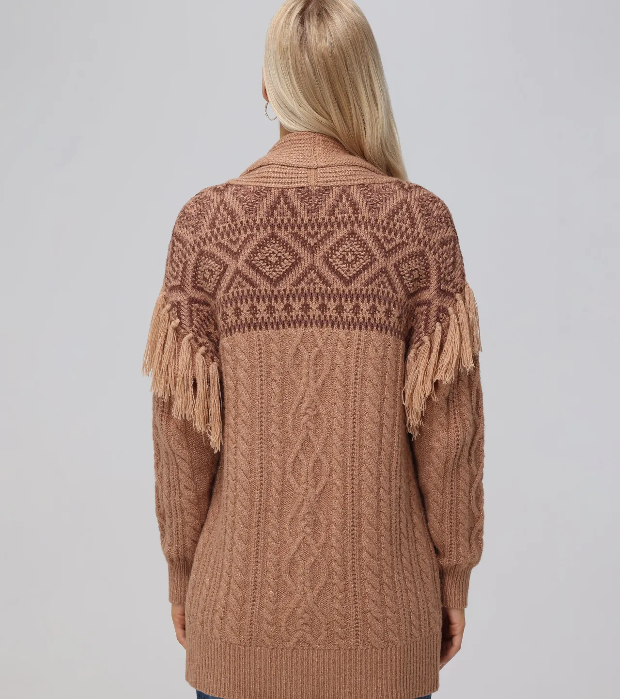 Frye Tops^Southwestern Cable Cardigan Brown