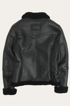 Frye Leather Jackets^Women's Leather Jacket With Sherling Collar And Cuffs Black